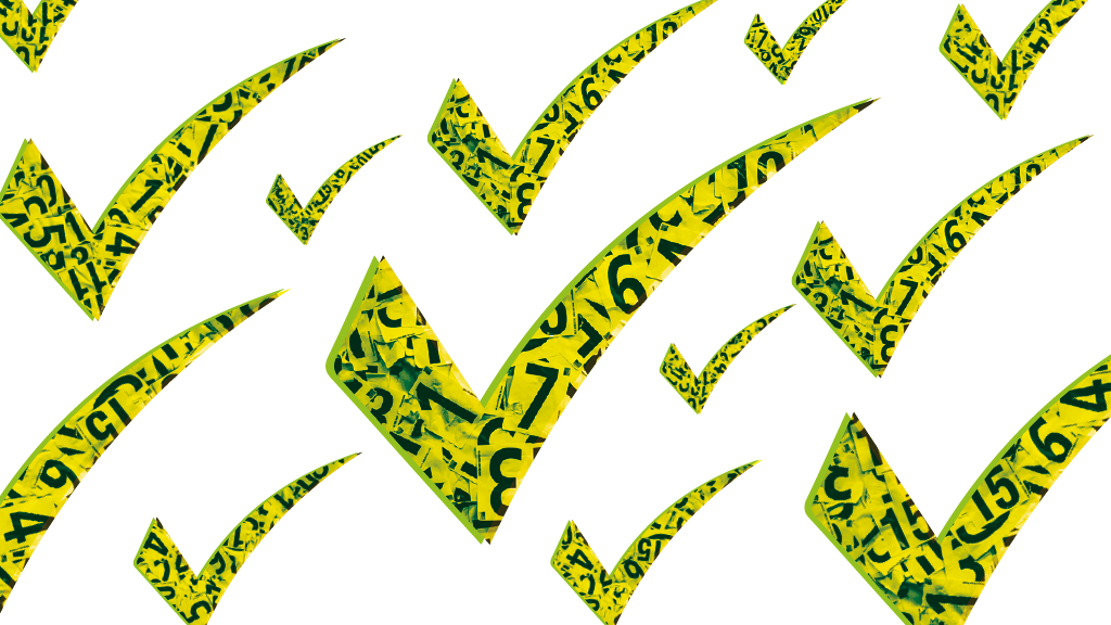 A yellow checkmark;Illustration: Raphael Whittle.