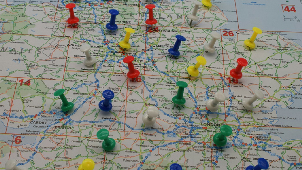 Map with pins. Photo by Paul Marlow on Unsplash