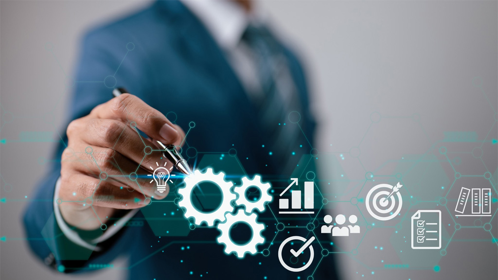 Man virtual writing. Shutterstock license https://www.shutterstock.com/image-photo/hands-businessman-virtual-innovation-business-process-2124967913 