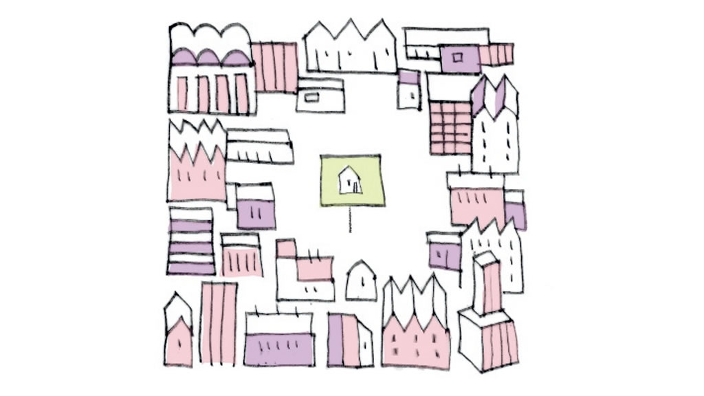 Illustration of a group houses. Source: CentrePiece Raphael Whittle.